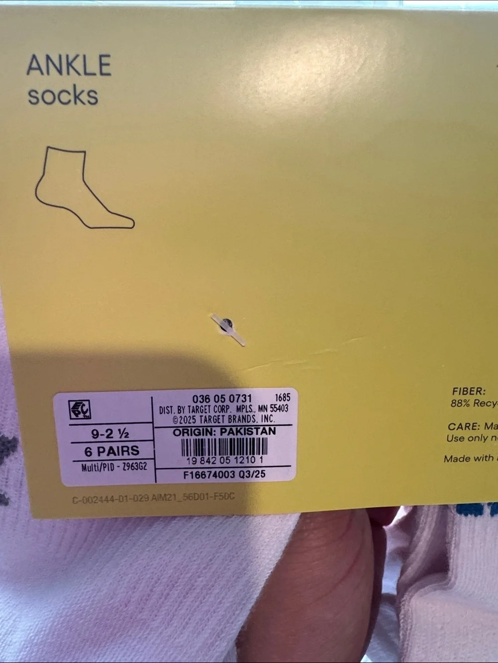 6pack all in motion kids ankle socks size medium